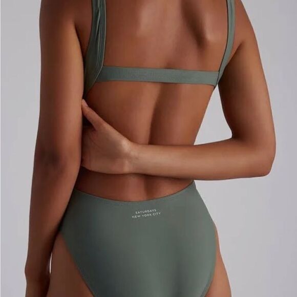 Saturdays NYC All Terrain one piece swim suit in Olive size medium NWT - Picture 2 of 11